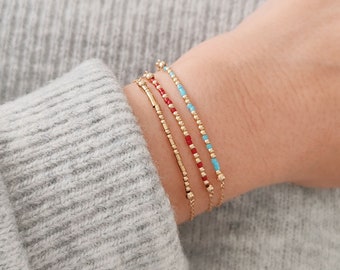 Bracelet code Morse rempli d'or 14 carats, bracelet message secret, bracelet personnalisé, bracelet de perles, bijoux pour petite amie, cadeau pour soeur