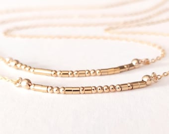 14k Gold gefüllte Morse-Code-Halskette: Personalisierte geheime Nachricht Schmuck, Sterling Silber Halskette