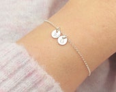 Super Tiny Initial Disc Bracelet, Sterling Silver 14k Gold Filled, Dainty Personalised Disc Bracelet, Tiny Disc Bracelet, Birthday Gift