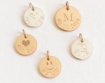 Personalized Sterling Silver Disc Pendant: Initial, Name, Date Engraved