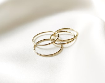 Dainty 14K Gold Filled Stacking Ring - Minimalist Eternity Band, Sterling Silver