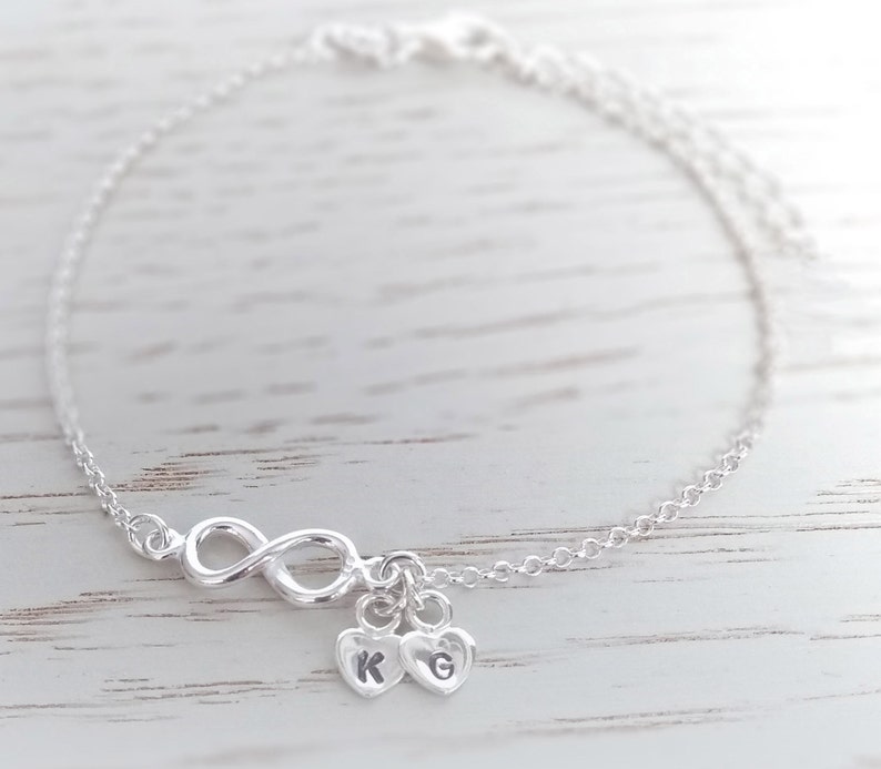 Gift for Mom and Daughter Gift for Sister Infinity and Heart 925 Silver Personalised Bracelet Bridesmaid Bracelet Gift for Girlfriend