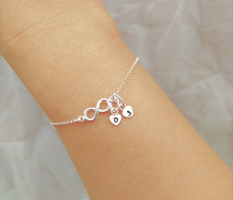 Gift for Mom and Daughter Gift for Sister Infinity and Heart 925 Silver Personalised Bracelet Bridesmaid Bracelet Gift for Girlfriend