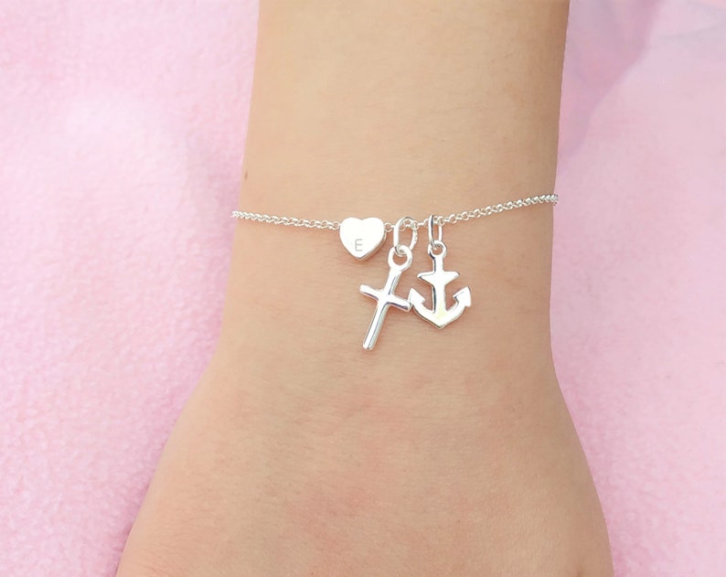 Baby /& Child Bracelet Love Hope Faith Personalised 925 Sterling Silver Bracelet Birthday Gift Communion Jewellery Newborn Bracelet