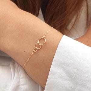 TRIO 925 Silver Three Generations Bracelet,14k Gold Fill, Mother Daughter Granddaughter Bracelet, Bracelet for BFF&#39;s, Three Circles Bracelet