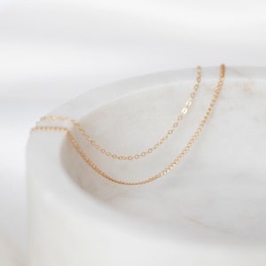 14K Gold Filled Cable or Curb Chain Necklace: Dainty Minimalist Choker Sterling Silver