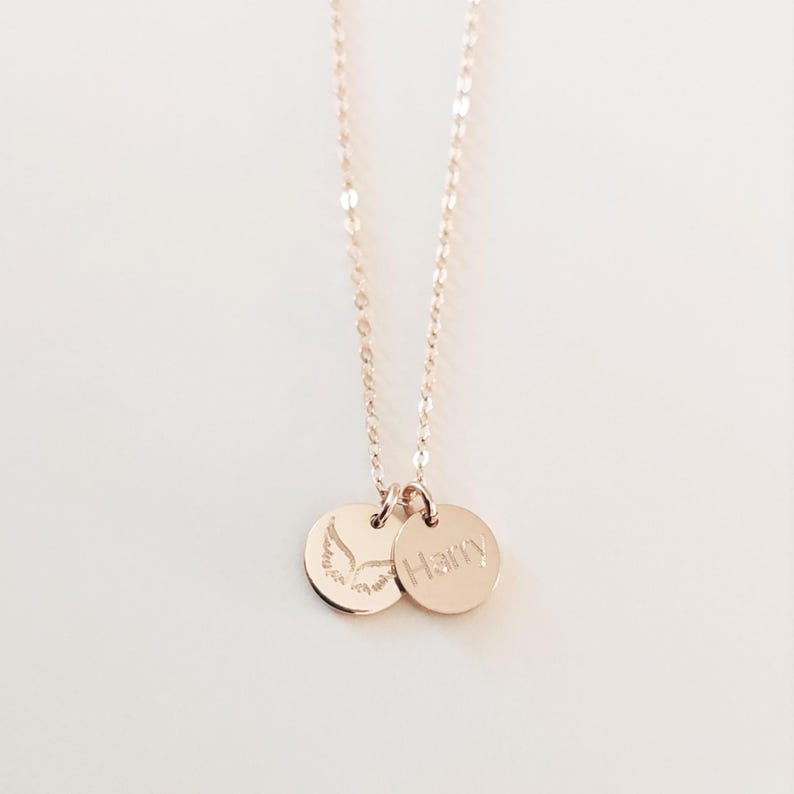 Angel Wings Necklace: Engraved Sterling Silver Memorial Jewelry image 3