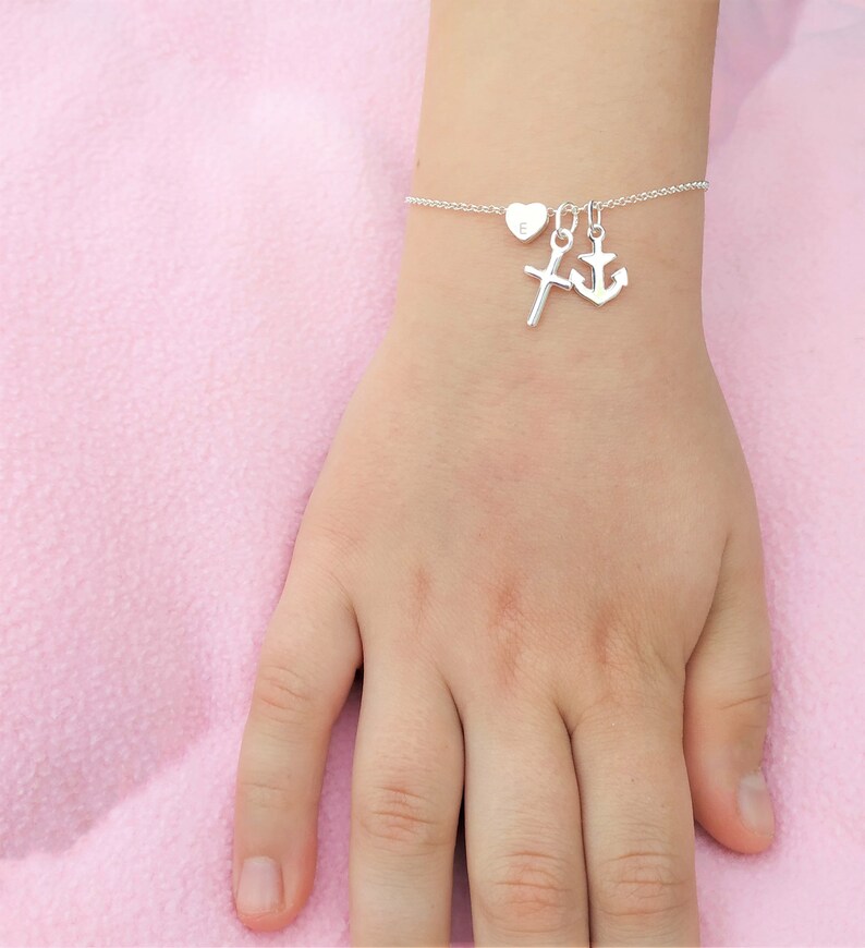 Baby /& Child Bracelet Love Hope Faith Personalised 925 Sterling Silver Bracelet Birthday Gift Communion Jewellery Newborn Bracelet