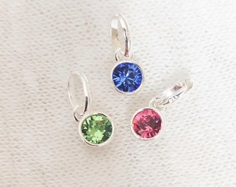 Sterling Silver Swarovski Birthstone Charm: Add-on Necklace or Bracelet