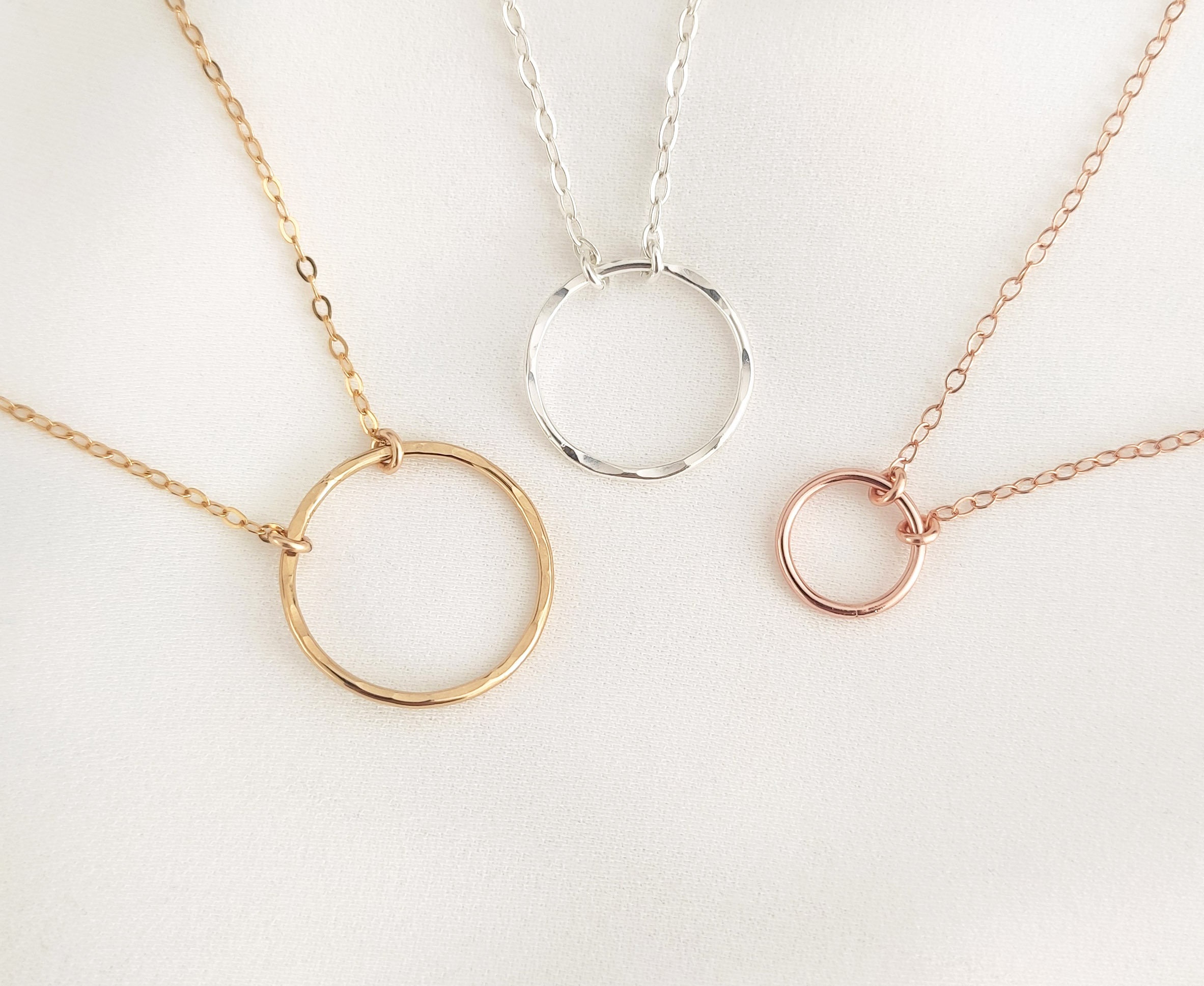 ZARA Circle Necklace Sterling Silver / 14k Gold / 14k Rose Etsy