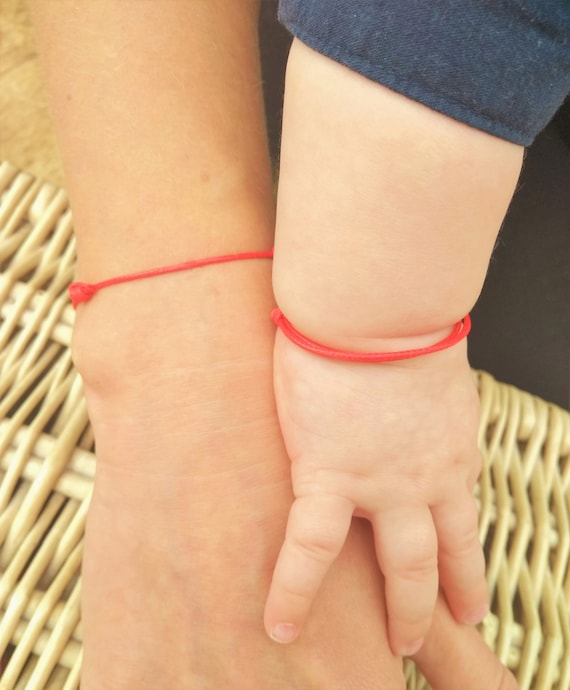 Set of 2 Mother and Baby Bracelets Red String of Fate Bracelet