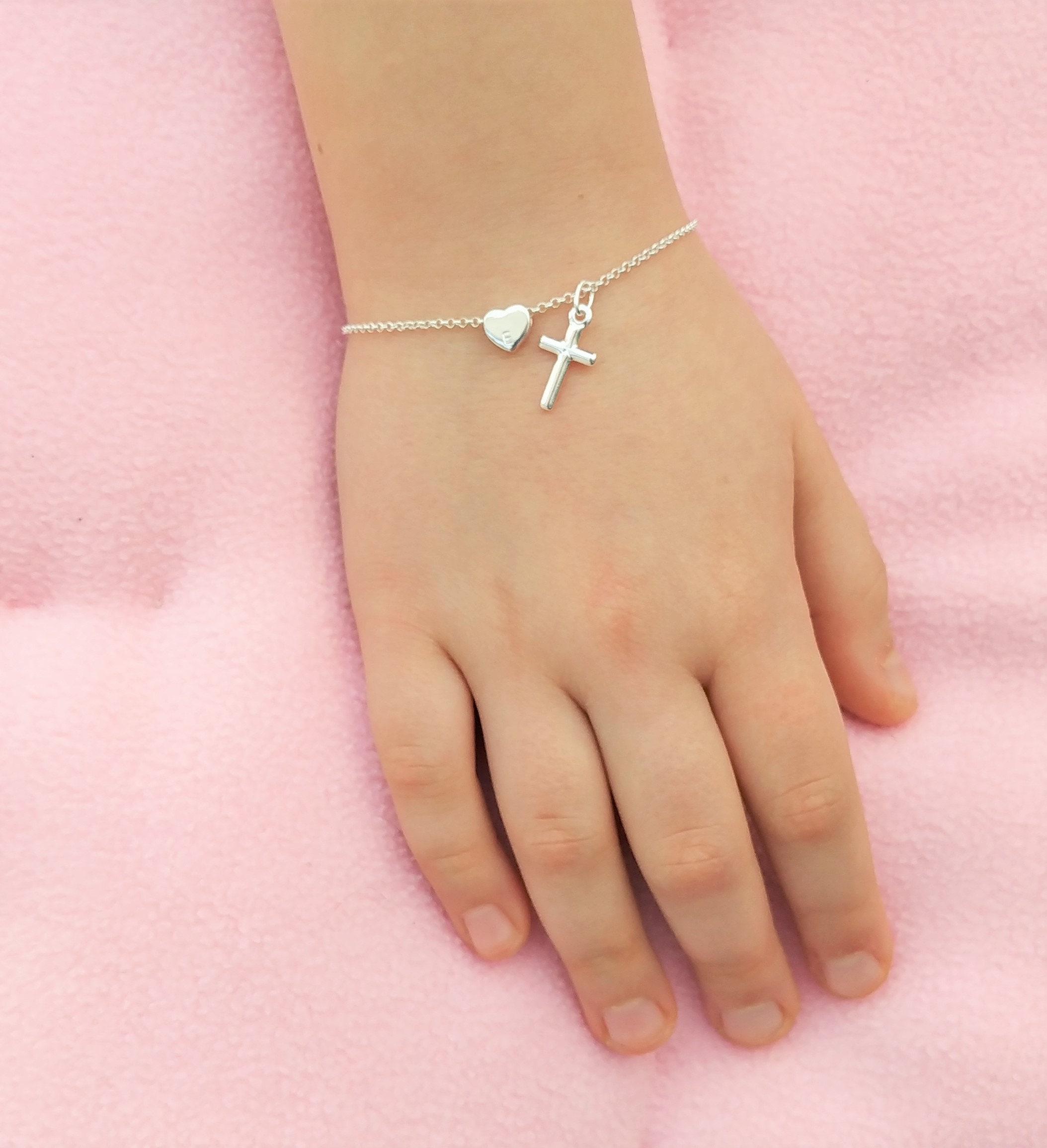 Baby & Child Cross Personalised Bracelet 925 Sterling Silver Etsy