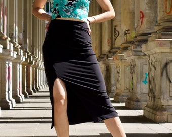 High waist tango skirt "The Distinguished" with front slit black