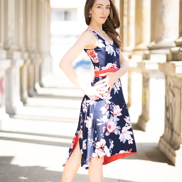 Robe Tango « The Romantic » floral&coral