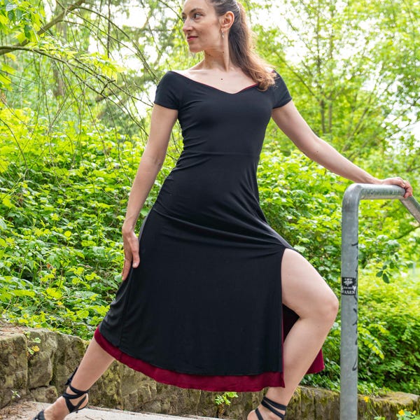 Reversible Tango Dress "The Dreamy" cherry red & classy black