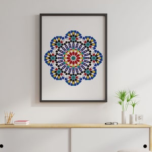 Zellij Poster, Zellige Wall Art, Islamic Mosaic, Zelige Print, Mosque Tilework, Traditional Patterns, Moroccan Marrakech Patterns Murals