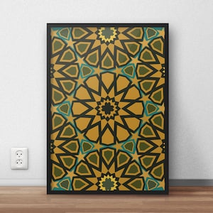 Zellij Wall Art, Zellige, Zelige Mosaic, Mosque Tilework, Traditional Patterns, Moroccan Poster, Marrakech Madrasa, Architecture Murals