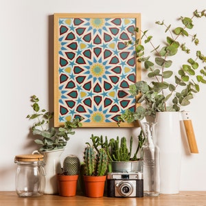 Zellij Wall Art, Zellige, Zelige Mosaic, Mosque Tilework, Traditional Patterns, Moroccan Poster, Marrakech Madrasa, Architecture Murals