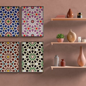 PROMO 4 Zellij Poster, Zellige Wall Art, Islamic Mosaic, Zelige Print, Mosque Tilework, Moroccan Patterns, Marrakech, Alhambra Madrasa Print