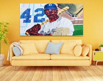 Jackie Robinson 24x48 acrylic painting