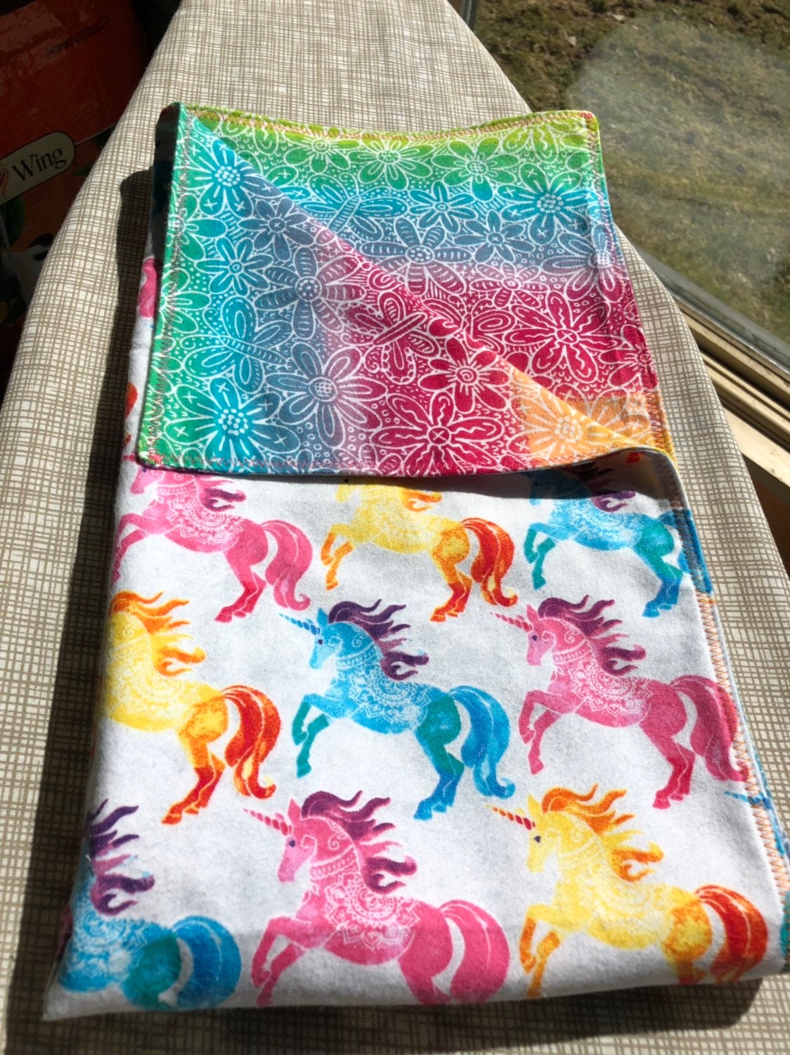 Rainbow Unicorns Flannel Baby Blanket - Etsy