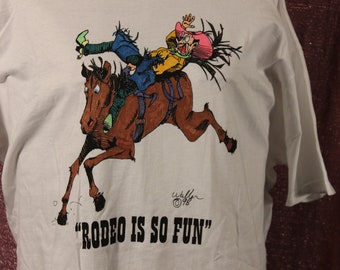 Hand Made Hand Painted " Rodeo Is So Fun" T-Shirt