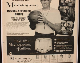 Vintage Life Magazine Ad from 1958, Print Advertising Munsingerwear Men's Briefs