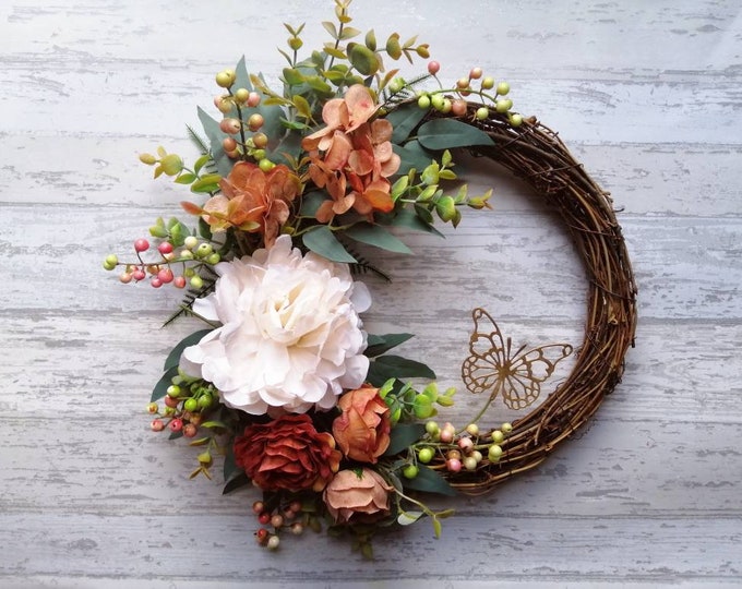 Handmade Wreath, Spring Wreath, Summer Wreath, Wall Art, Wall Decor, Handmade Home Furniture, Spring Decor, Summer Decor