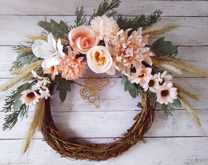 Handmade Wreath, Spring Wreath, Easter Wreath, Wall Art, Wall Decor, Handmade Home Furniture, Spring Decor, Summer Decor