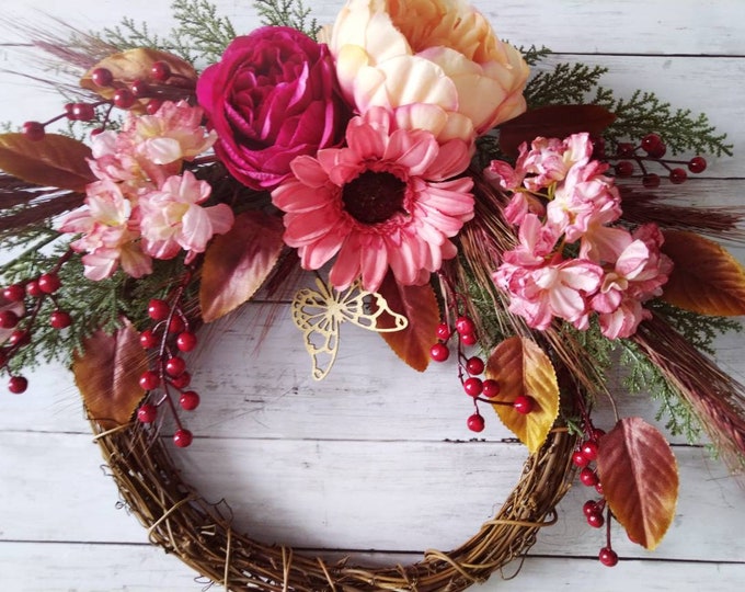 Handmade Wreath, Autumn Wreath, Fall Wreath, Wall Art, Wall Decor, Handmade Home Furniture, Autumn Decor