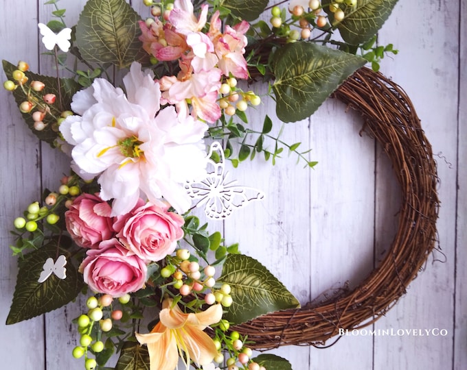 Handmade Wreath, Spring Wreath, Easter Wreath, Wall Art, Wall Decor, Handmade Home Furniture, Spring Decor, Summer Decor