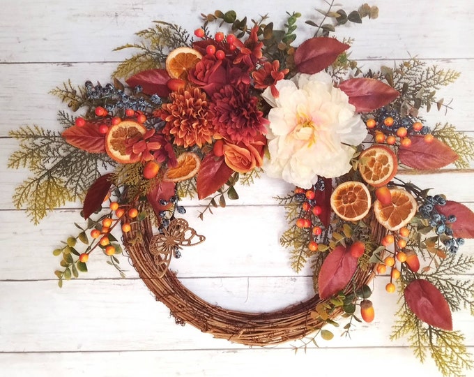 Handmade Home Decor - Autumn Wreath, Fall Wreath, Front Door Wreath, Wall Art Decor7
