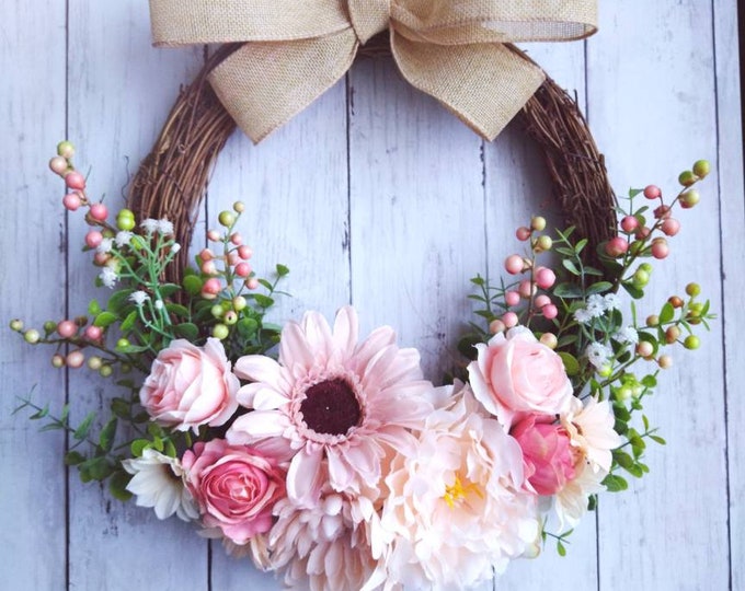 Handmade Wreath, Spring Wreath, Easter Wreath, Wall Art, Wall Decor, Handmade Home Furniture, Spring Decor, Summer Decor