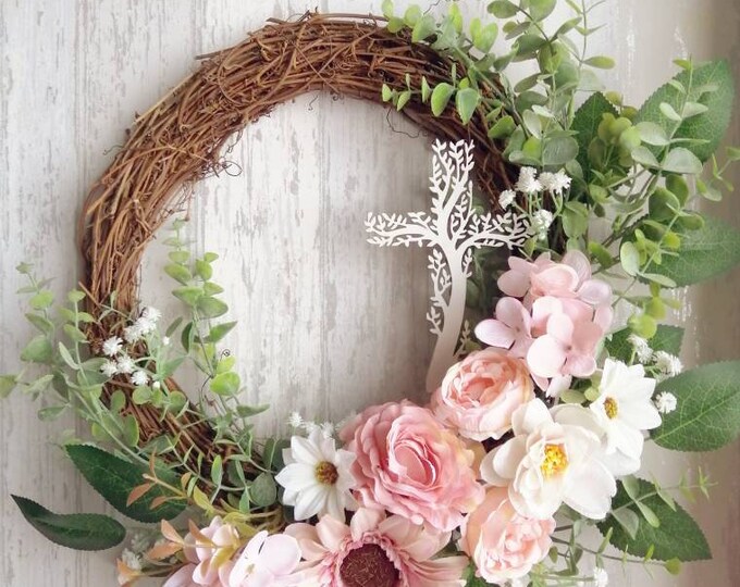 Handmade Wreath, Front Door Wreath, Spring Wreath, Easter Egg, Easter Decor, Wall Art, Home Furniture, Mother’s Day Gifts, Spring Decor