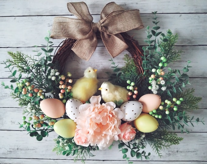 Handmade Wreath, Spring Wreath, Easter Wreath, Wall Art, Wall Decor, Handmade Home Furniture, Spring Decor