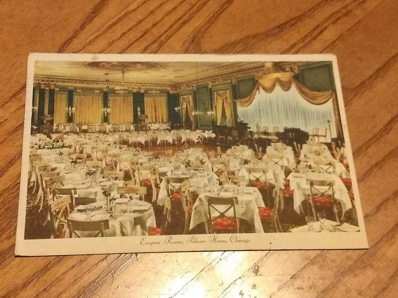 Empire Room Palmer House Chicago Vintage World War 2 Era Postcard Buy War Savings Bonds Postmark Pc403