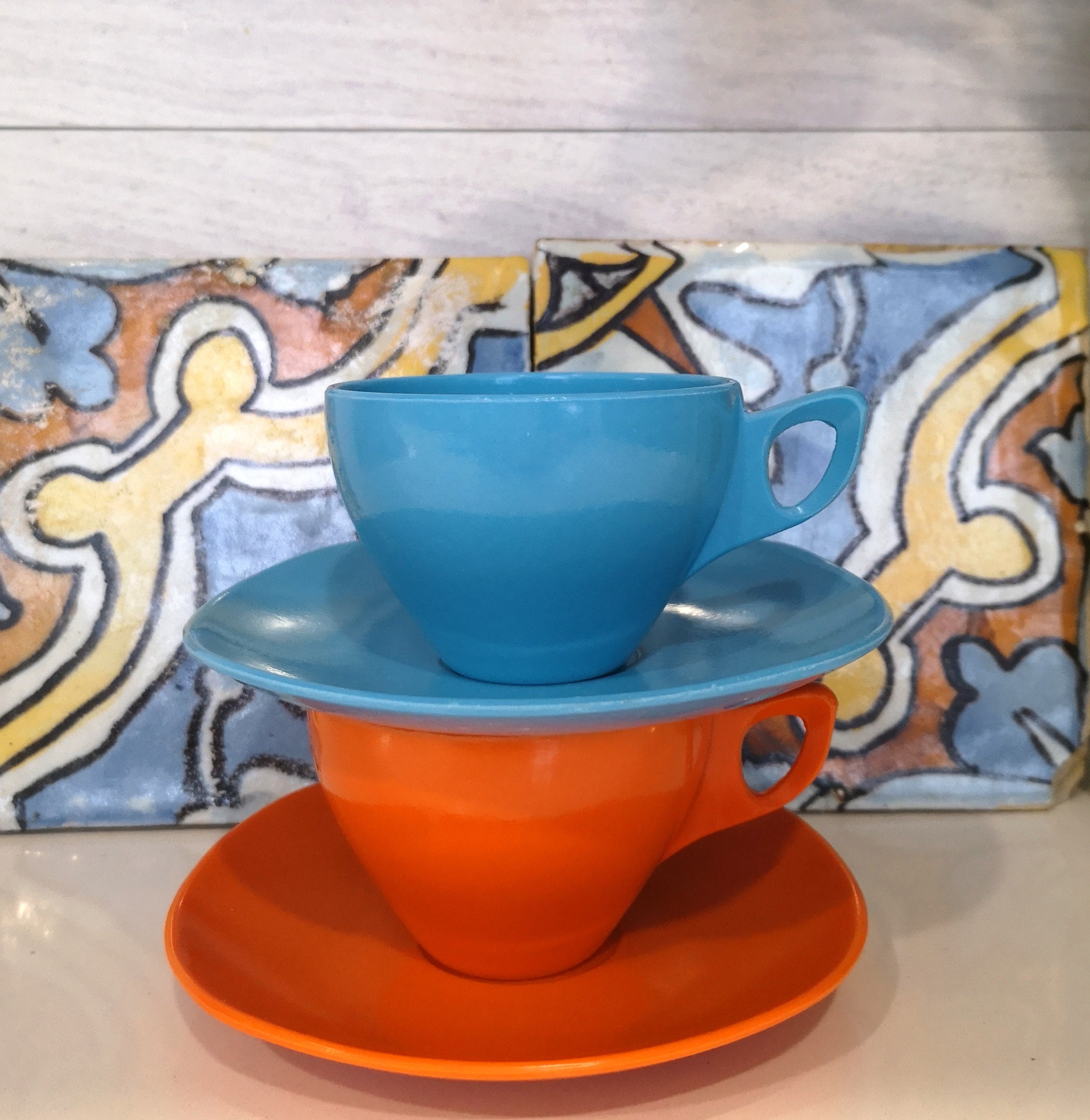 Vintage Melamine Cup and Saucer set Etsy
