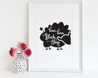 Nursery Decor, Nursery Wall Art, Nursery Prints, Nursery Wall Decor, Baby Shower gift, Nursery girl, Nursery boy, Baa Baa Black Sheep