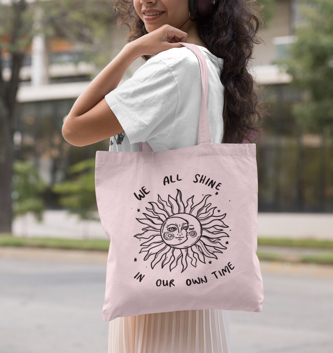 Sun and Moon Baby Pink Tote Bag We All Shine in Our Own Time Etsy