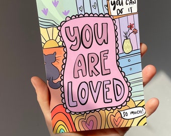 You are Loved Mental Health Wellbeing Positive Affirmations A6 Print Postcard