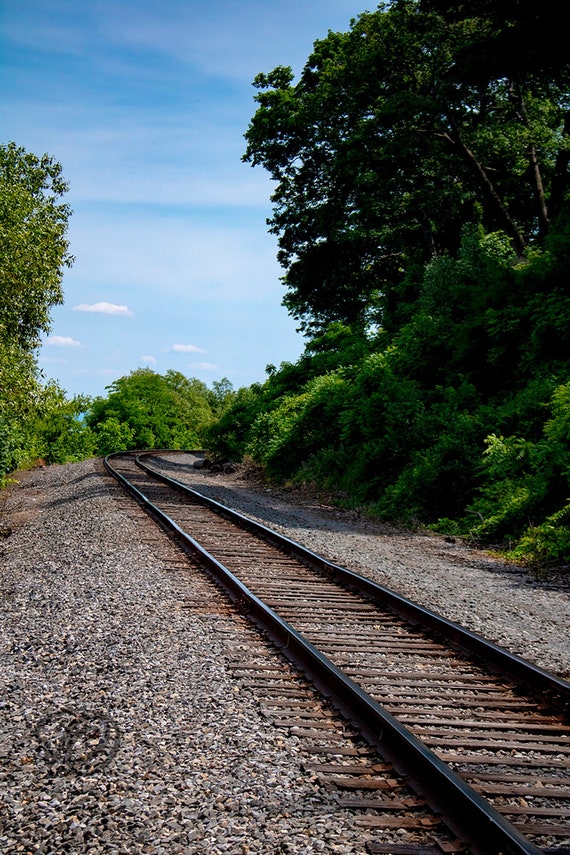 Beautiful Ny Wooded Train Tracks 18 X 24 Full Color Direct To Print Frame
