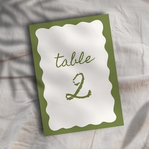 Plantilla de números de mesa OLIVE / Boda mediterránea italiana / Diseño de Canva editable para bodas, eventos, restaurantes / Descarga digital