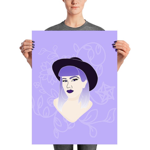Pastel Goth Poster Wide Hate Purple Hair Floral Emo Etsy