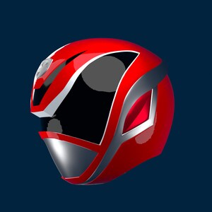 May include: A red and black helmet with a silver visor. The helmet has a white stripe on the side and a red and silver design on the front.