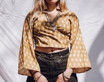 Yema Natural Dye Wrap Top in Umber