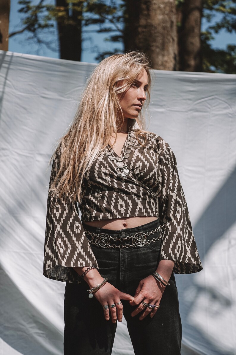 Yema Natural Dye Wrap Top in Umber