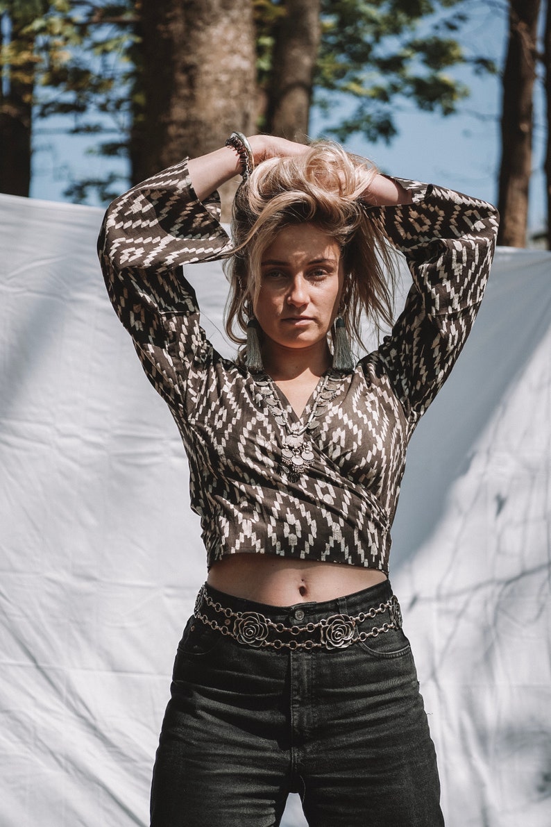 Yema Natural Dye Wrap Top in Umber