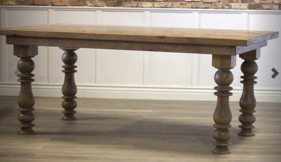 Unfinished Paintable Stainable Chunky Solid Wood Dining Table