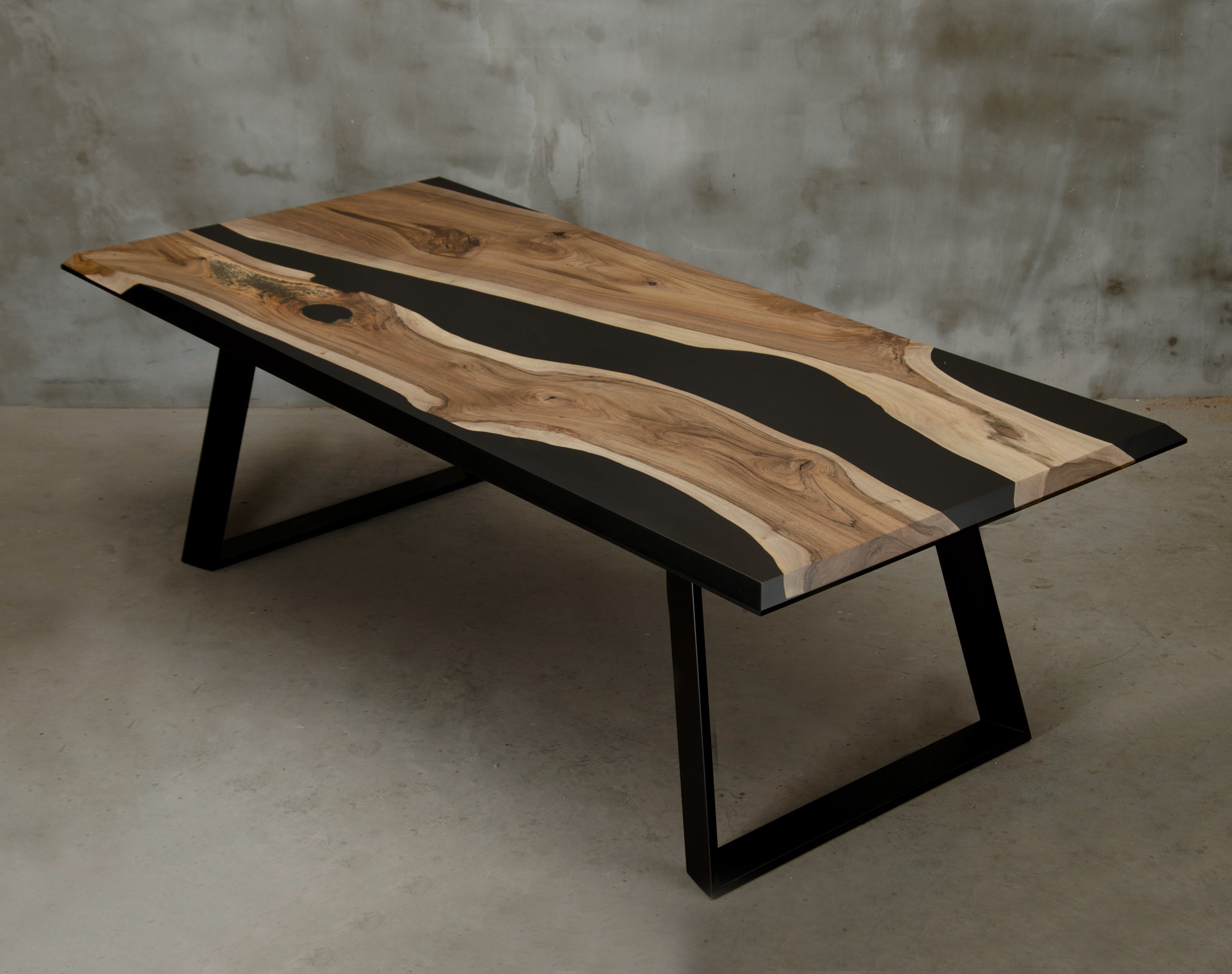 Custom Epoxy Table Made of Walnut Wood and Black Resin Modern Etsy UK