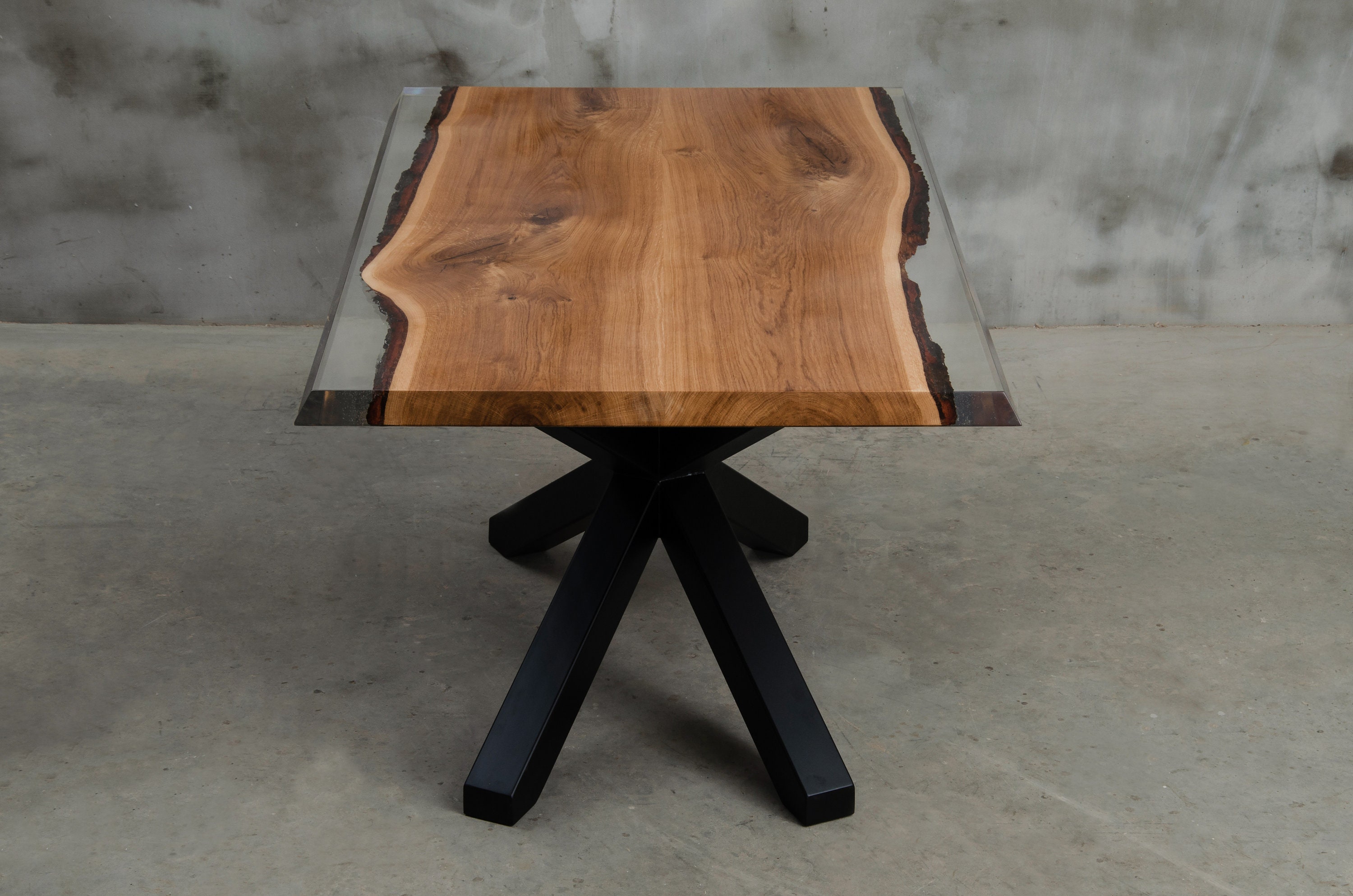 Custom resin epoxy table with metal table legs live edge Etsy